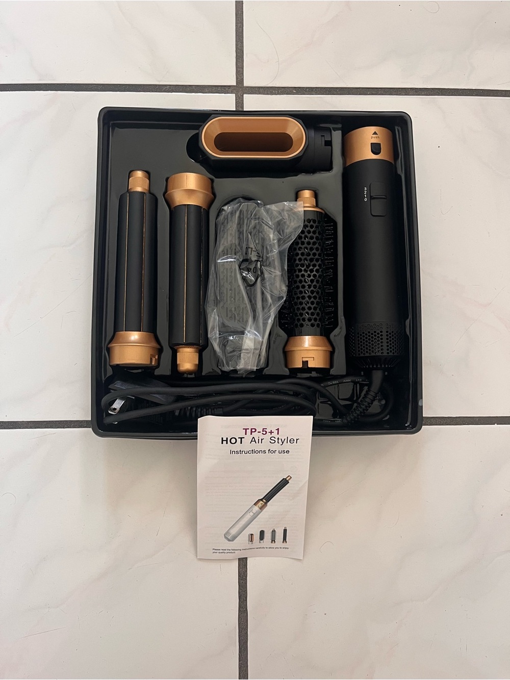 5-in-1 Hot Air Styler Set - Black & Gold